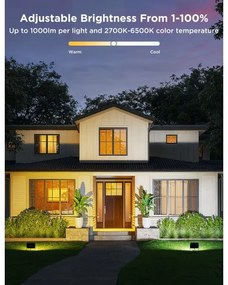 Govee - Súprava 4× stmievateľných LED reflektorov RGBICWW, 24 W, 230 V, IP66, s podporou Matter a Wi‑Fi