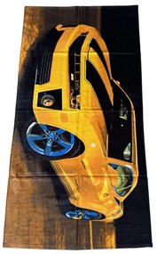 Plážová osuška FUNNY YELLOW CAR 70x140 cm