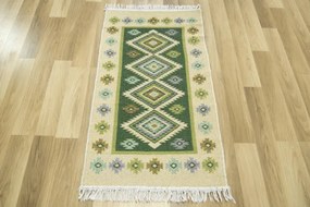 Obojstranný koberec / behúň Kilim romby zelený