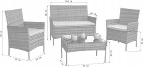 Elegantná ratanová záhradná sedacia súprava so stolom v hnedej farbe