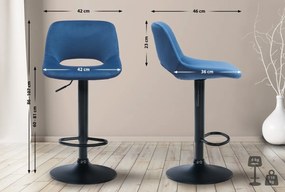 2x Barová stolička Camden - zamat, čierny rám - Modrá