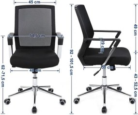 Kancelárska stolička so sieťovinou, kancelárska otočná stolička, čierna