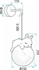 Toolight Rea, NÁSTENNÁ LAMPA NÁSTENNÉ SVIETIDLO SPIACI ZAJKO G165-1W, OSW-07805