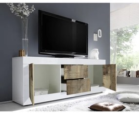 Komoda NERILA biela/hnedá