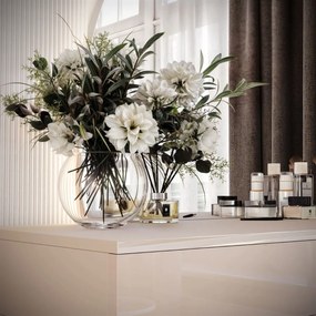 TOALETNÝ STOLÍK KATHLEEN KAŠMÍR LESK + ZLATÉ NOHY + ZRKADLO POLMESIAC ĽAVÉ