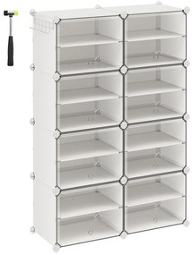 Modulární botník Lux s 8 dvířky čirý/bílý