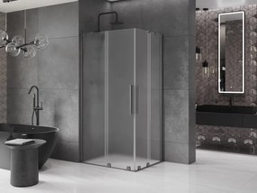 Mexen Velar Duo, sprchový kút s posuvnými dverami 90 x 80 cm, 8mm sklo námraza, grafit brúsený, 871-090-080-32-66