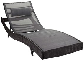 Lehátko Savannah, polyratan - melír hnedý, sivý poťah