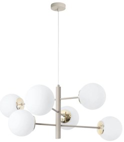 Závesné svietidlo Florence, 6x biele sklenené tienidlo, be/g