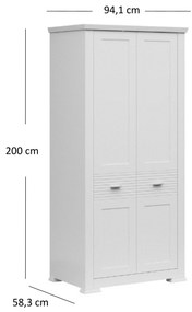 Šatníková skriňa Alethia (biela). Vlastná spoľahlivá doprava až k Vám domov. 1052717