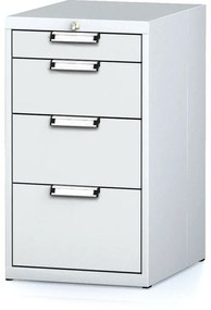 Dielenský zásuvkový box na náradie MECHANIC, 4 zásuvky, 480 x 600 x 840 mm, sivé dvere