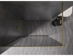 Mexen Kioto-F, sprchová zástena s rámom 90 x 202 cm, 8 mm šedé sklo, zlatý matný profil, 800-090-104-55-40