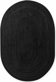 Hanse Home, Kusový koberec Jute Braided 106322 Black ovál, 160x230 ovál, čierna, chodba / predsieň