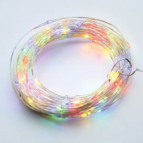 ACA Lighting LED RGB dekoračná strieborná girlanda 50 LED, 3x batéria AA, 500 cm, IP20