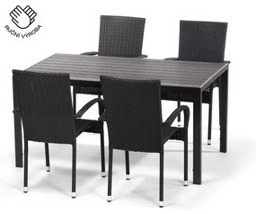 Záhradný jedálenský set Viking L + 4x ratanová stolička Paris