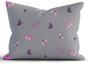 Bavlnená obliečka na vankúš Renforcé 70 × 90 cm - Motýliky tmavo sivé