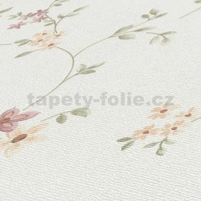 Vliesové tapety na stenu Maison Charme 93770-1, rozměr 10,05 m x 0,53 m, štylizované kvety farebné na krémovom podklade, A.S. CRÉATION