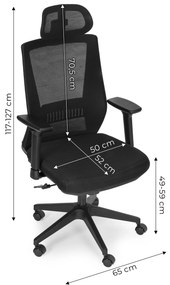 ModernHome Otočná kancelárska stolička s nastaviteľným operadlom a výškou - čierna ModernHome
