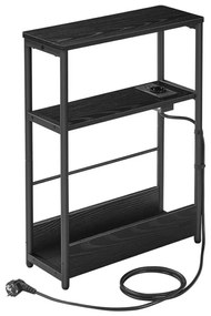 Odkladací stolík ROD s vstavanou zásuvkou a USB portami, čierny