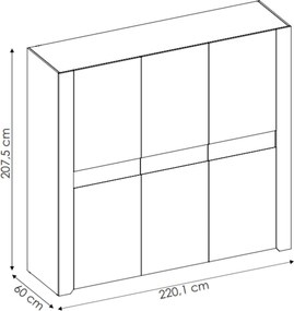 Sconto Šatníková skriňa ANGEL 22 dub craft biely