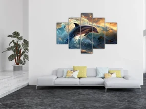 Obraz - Delfín, ilustrácie (150x105 cm)
