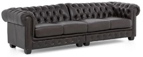 furniture-nabytek.cz - Pohovka Chesterfield 4-miestna z pravej kože, hnedá – 268×100×72 cm