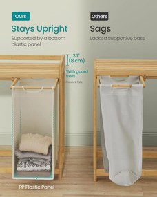 Prádlový kôš s 3 priehradkami, 3 x 50 l, 94 x 33 x 78 cm, krémová biela