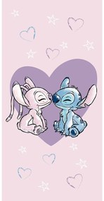 Ružová bavlnená detská osuška 70x140 cm Lilo and Stitch "Love" - Jerry Fabrics