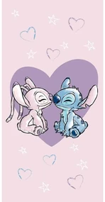 Ružová bavlnená detská osuška 70x140 cm Lilo and Stitch "Love" - Jerry Fabrics
