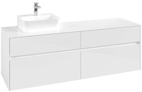 VILLEROY &amp; BOCH Collaro závesná skrinka pod umývadlo na dosku (umývadlo vľavo), 4 zásuvky, 1600 x 500 x 548 mm, Glossy White, C10500DH