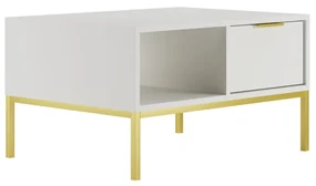 Konferenční stolek Austin 80 cm bílá/zlatá