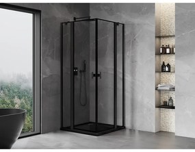 Mexen, Mexen Mist Duo výklopný sprchový kút 110 x 110 cm, čierny rám - 8A4-110L-110P-70-70
