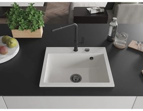 Mexen Oscar, 1-komorový granitový drez 580x490x205 mm, biela, 6519581000-20-B