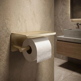 Rea Modern, držiak na toaletný papier s poličkou, brúsené zlato, REA-89052