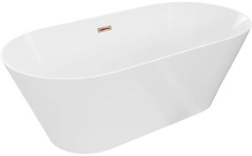 Mexen Luna, Slim voľne stojaca vaňa 170 x 75 cm, biela, ružové zlato prepad, 52041707500-60