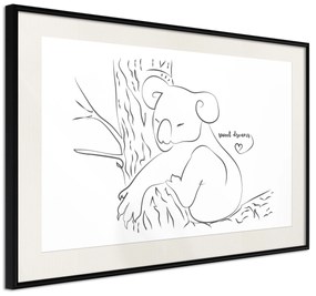 Artgeist Plagát - Sleepy Koala [Poster] Veľkosť: 45x30, Verzia: Čierny rám s passe-partout