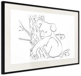 Artgeist Plagát - Sleepy Koala [Poster] Veľkosť: 90x60, Verzia: Čierny rám s passe-partout