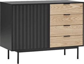 Teulat Sierra drevená komoda so zásuvkami - Čierna - 108 cm