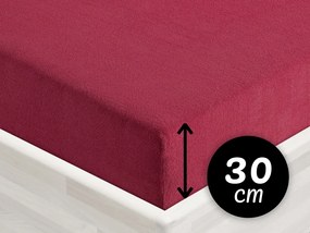 Froté napínacie prestieradlo na vysoký matrac FR-010 Vínové 140 x 200 - výška 30 cm