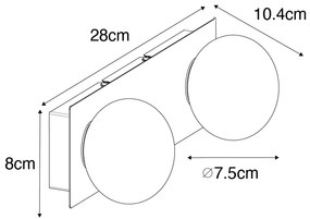 Nástenná lampa zlatá 28 cm IP44 2-svetlo s vypínačom - Cederic
