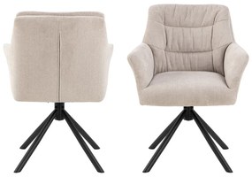 Béžové čalúnené jedálenské kreslo s podrúčkami Alonso – Actona