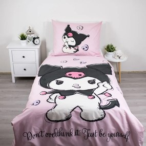 Ružová bavlnená detská obliečka na jednolôžko 140x200 cm Hello Kitty "Kuromi" – Jerry Fabrics