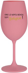 VÍNO JE NÁPOJ BOHOV. SOM BOHYŇA! - ružový pohár na víno 350 ml