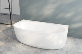 Erga Juliana, voľne stojaca vaňa ku stene 170x88 cm + odtoková zátka, biela lesklá, ERG-Juliana-170088-WH-WH