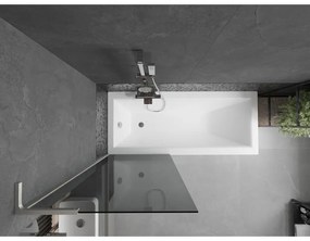 Mexen Next L, 1-krídlová vaňová zástena 70 x 150 cm, 6mm šedé sklo, 6mm číre sklo, profil brúsená oceľ, 895-070-000-03-40-97