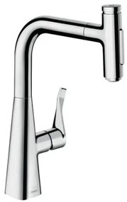 Drezová batéria Hansgrohe Metris s vyťahovacou spŕškou, 2 prúdy chróm 73817000