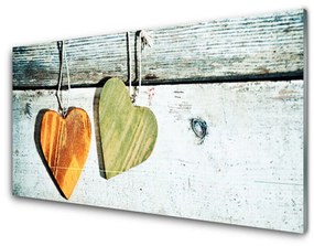 Obraz na skle Srdce drevo umenie 100x50 cm