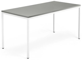 Rokovací stôl QBUS, 1600x800 mm, so 4 nohami, biely rám, svetlošedá