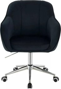 LuxuryForm DESIGN Stolička AVOLA VELUR na striebornej podstave s kolieskami - čierna