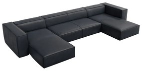 Tmavomodrá kožená rohová pohovka (do tvaru "U") Madame – Windsor &amp; Co Sofas